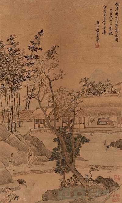 王翚 1674年作 仿竹溪高逸图 立轴 66×40cm
